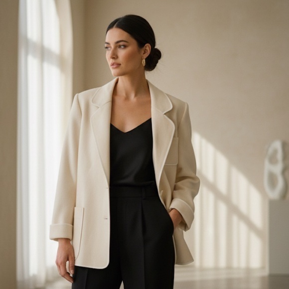 Weinberg Jackets & Blazers - Vintage European Elegance: Weinberg Cream Piped Blazer